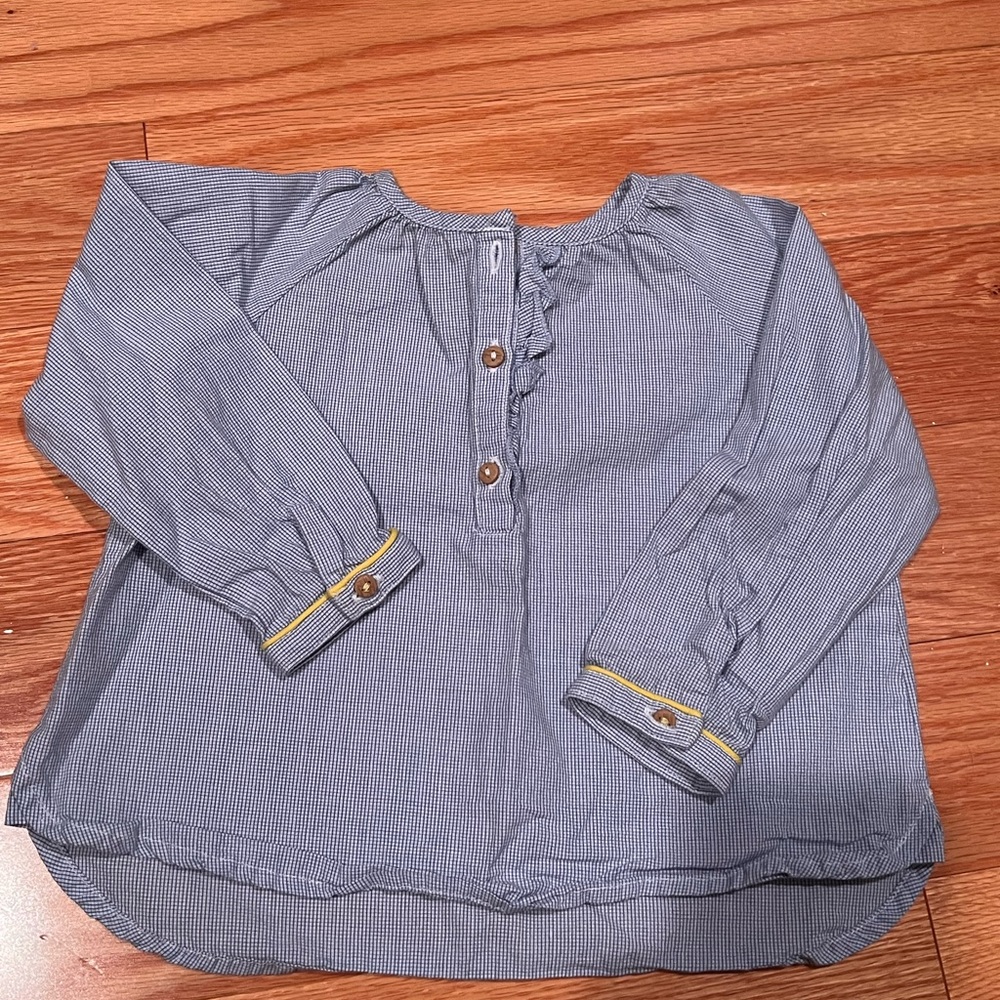 Zara Baby Girl Blue Patterned Top Sz 9/12 months